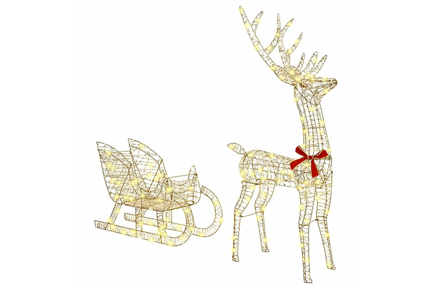 Vidaxl Reindeer Pull Sleigh Warm White 70 X 26 X 1285 Cm Pet