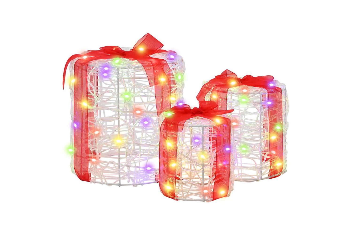 Vidaxl Gift Box Decoration 3 Pcs Colourful 20 X 20 X 21 Cm Acrylic