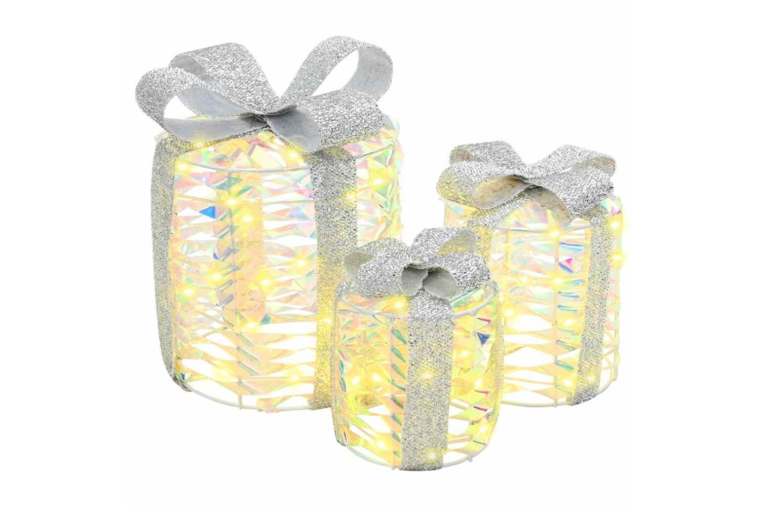 Vidaxl Gift Box Decoration 3 Pcs Warm White 20 X 20 X 20 Cm Pet