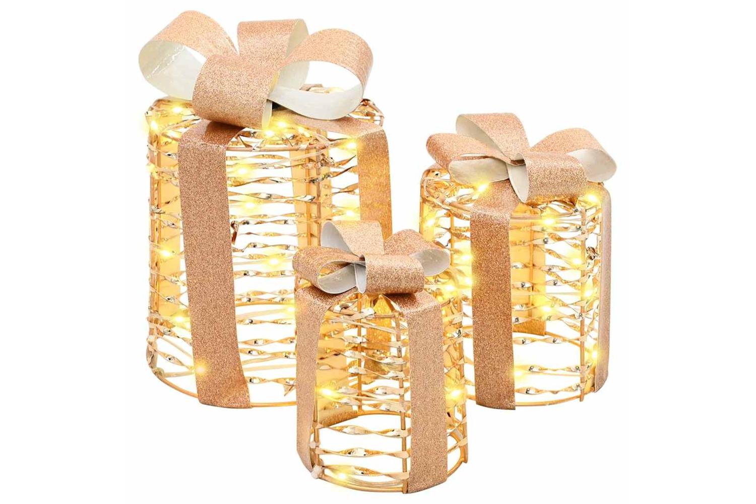 Vidaxl Gift Box Decoration 3 Pcs Warm White 20 X 20 X 20 Cm Pet