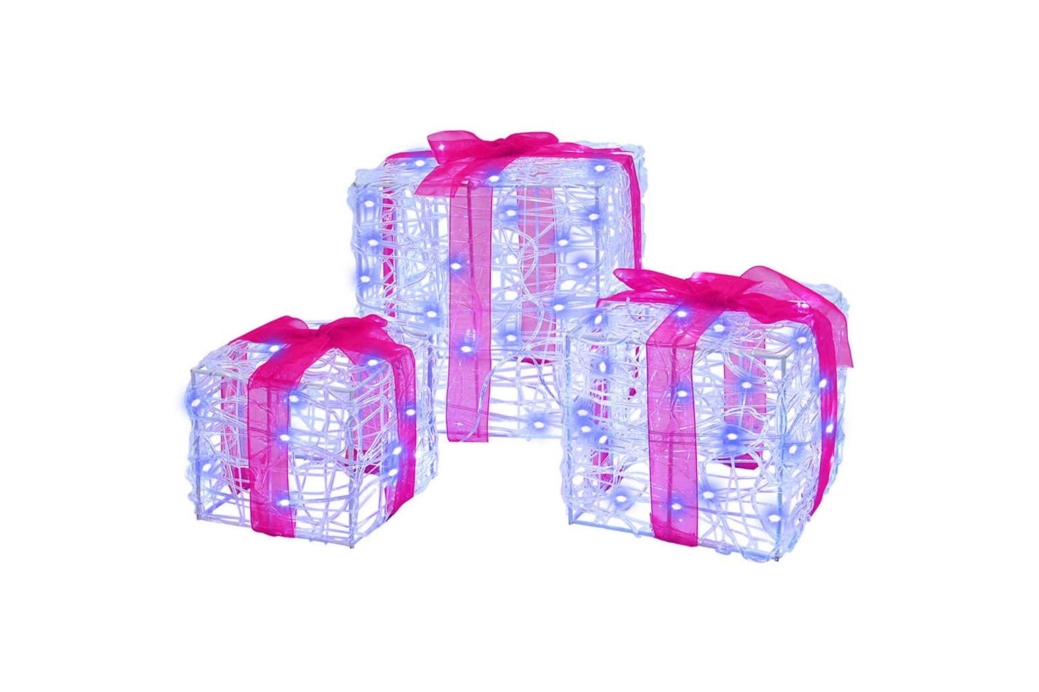 Vidaxl Gift Box With 60 Leds 3 Pcs Blue 20 X 20 X 20 Cm Acrylic