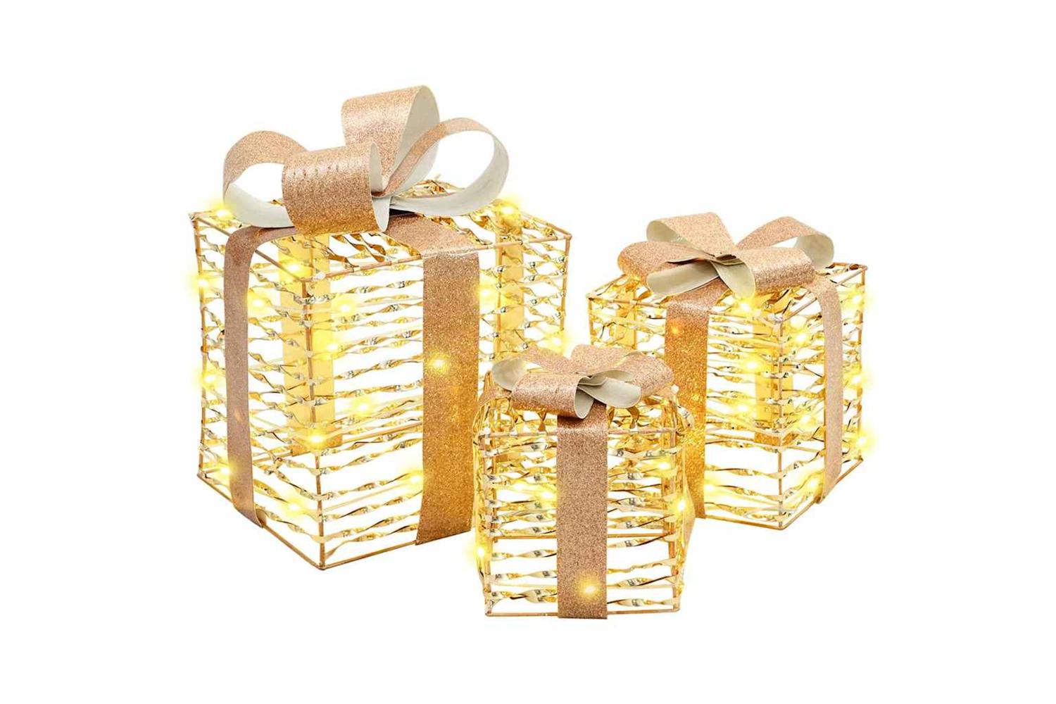 Vidaxl Gift Box With 60 Leds 3 Pcs Warm White 20 X 20 X 20 Cm Pet