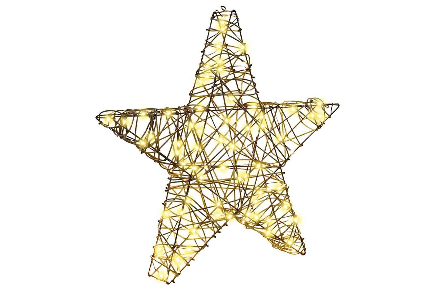 Vidaxl 3d Star With 50 Leds Warm White 55 X 525 X 9 Cm Rattan