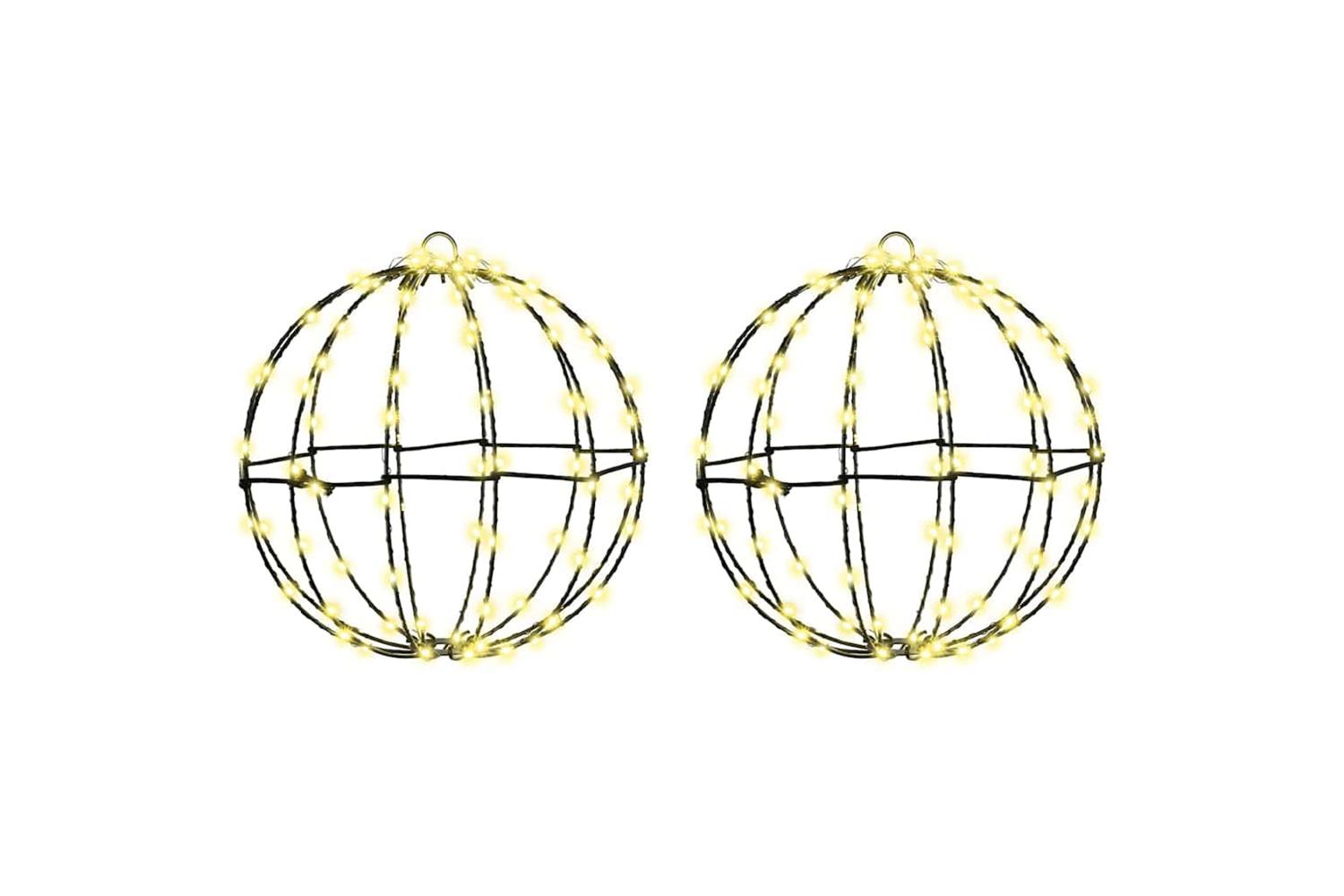 Vidaxl Ball With 192 Leds 2 Pcs Warm White 30 Cm Metal
