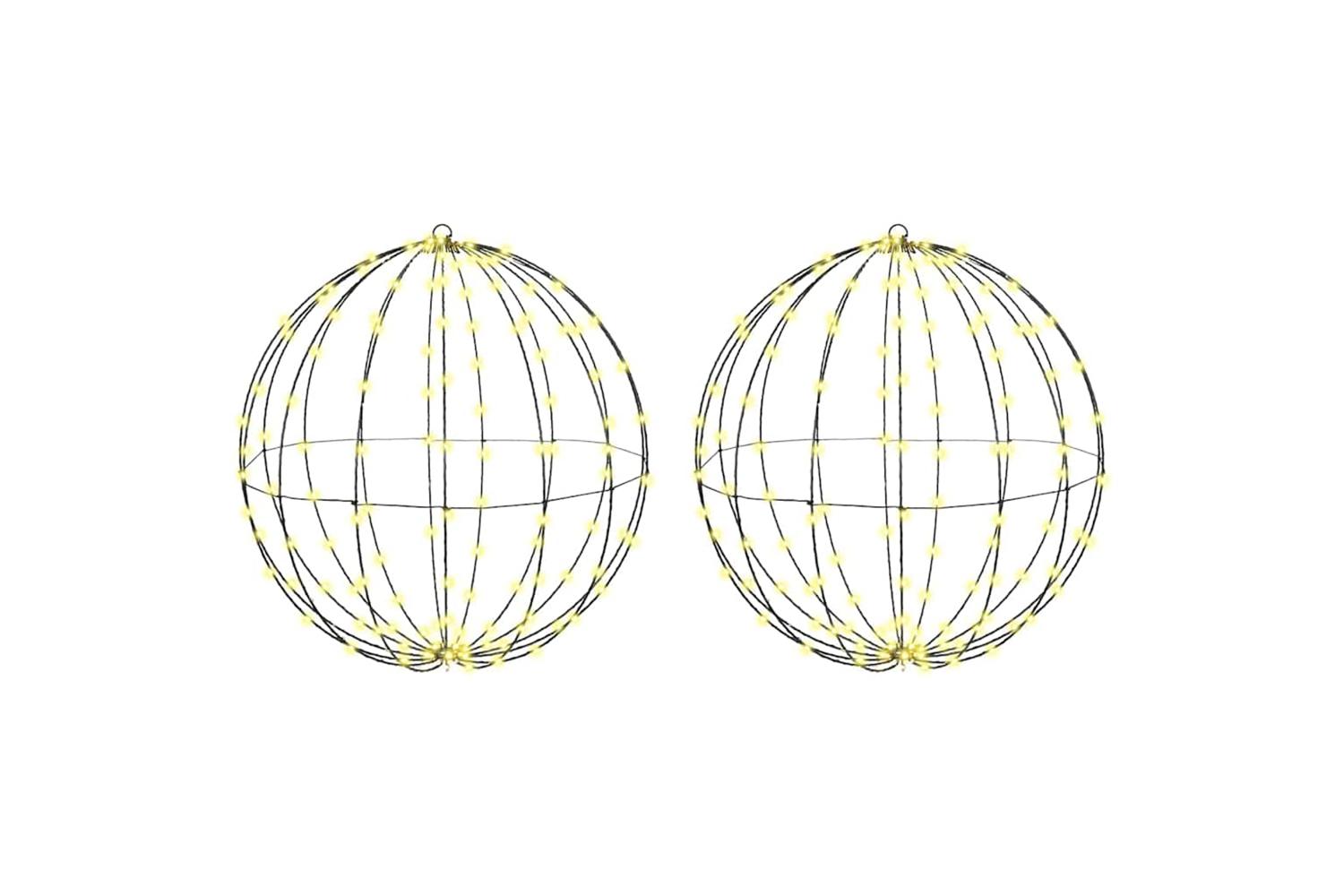 Vidaxl Ball With 384 Leds 2 Pcs Warm White 60 Cm Metal