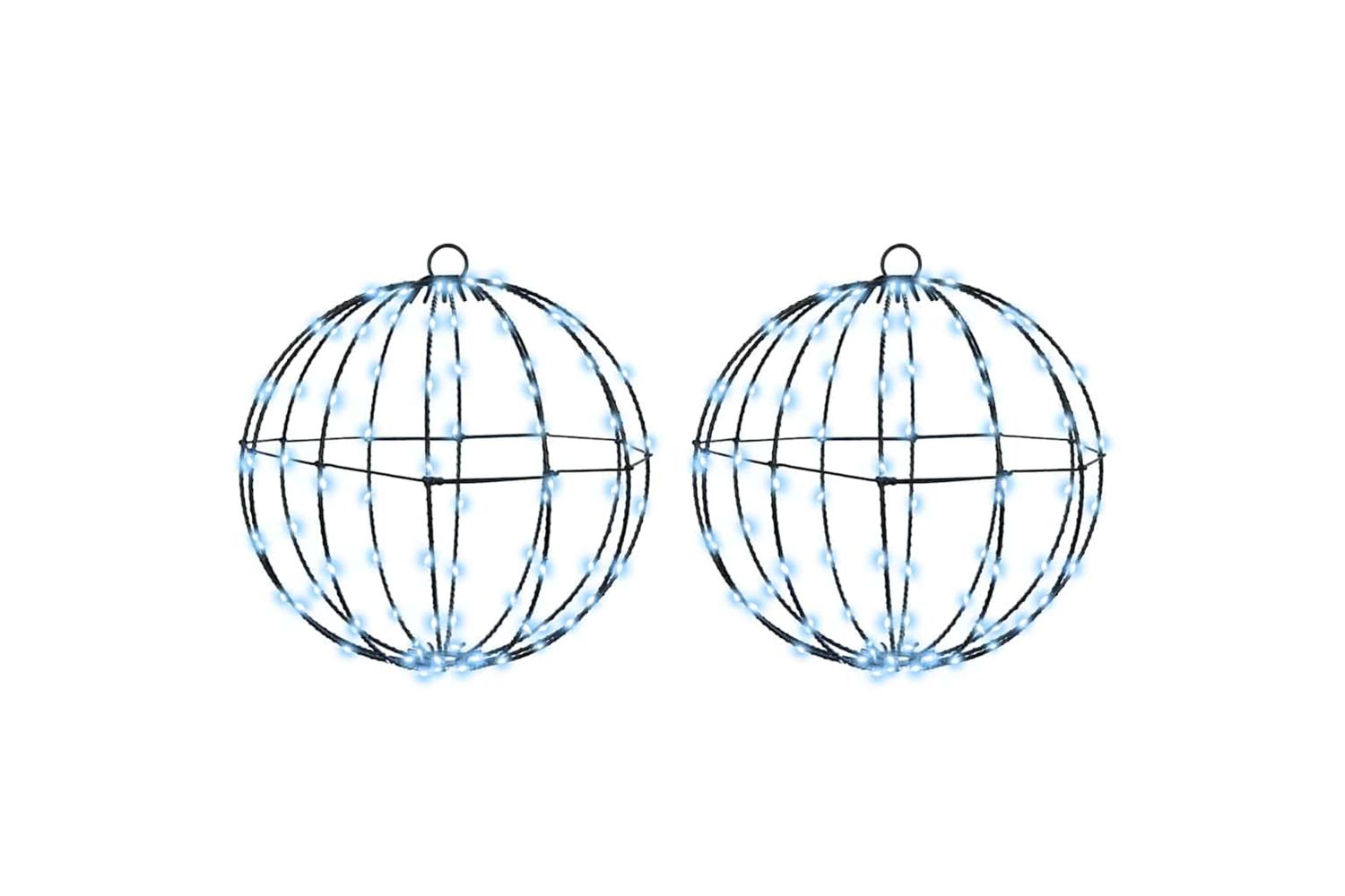 Vidaxl Ball With 192 Leds 2 Pcs Cold White 30 Cm Metal