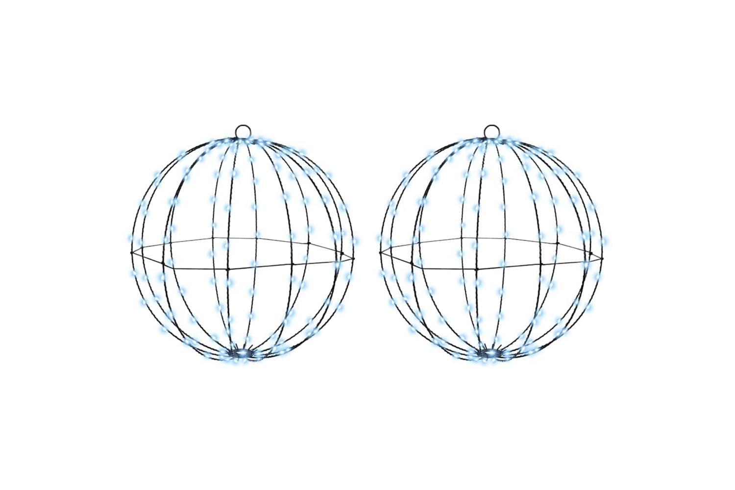 Vidaxl Ball With 192 Leds 2 Pcs Cold White 40 Cm Metal