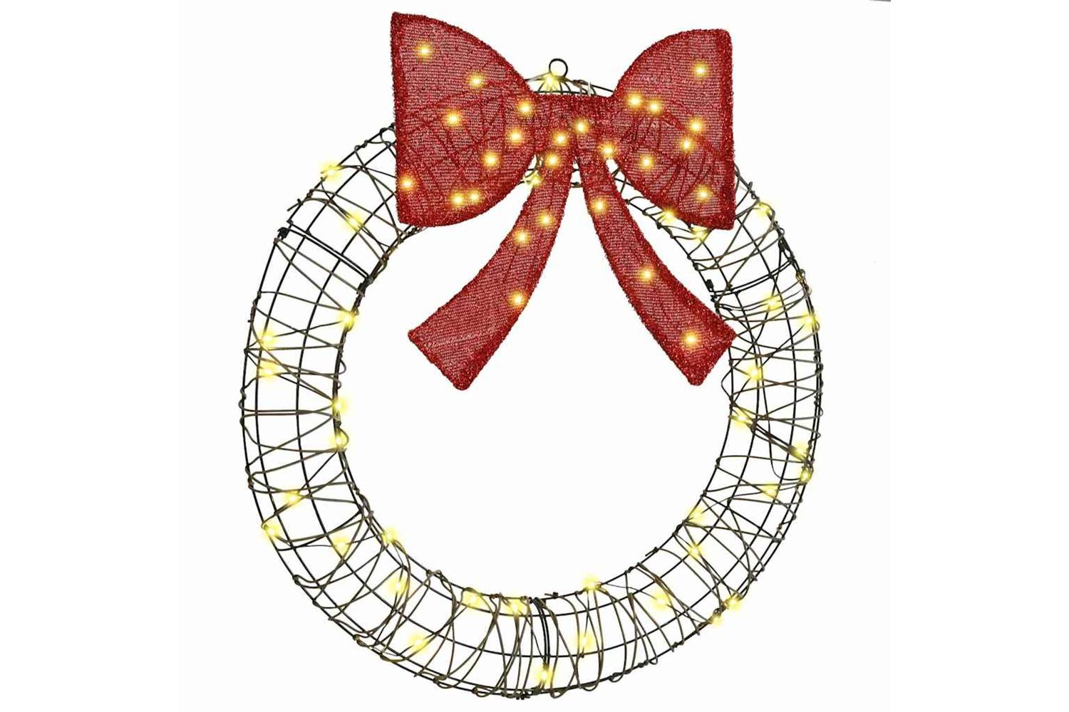 Vidaxl Wreath With 60 Leds Warm White 75 Cm Rattan