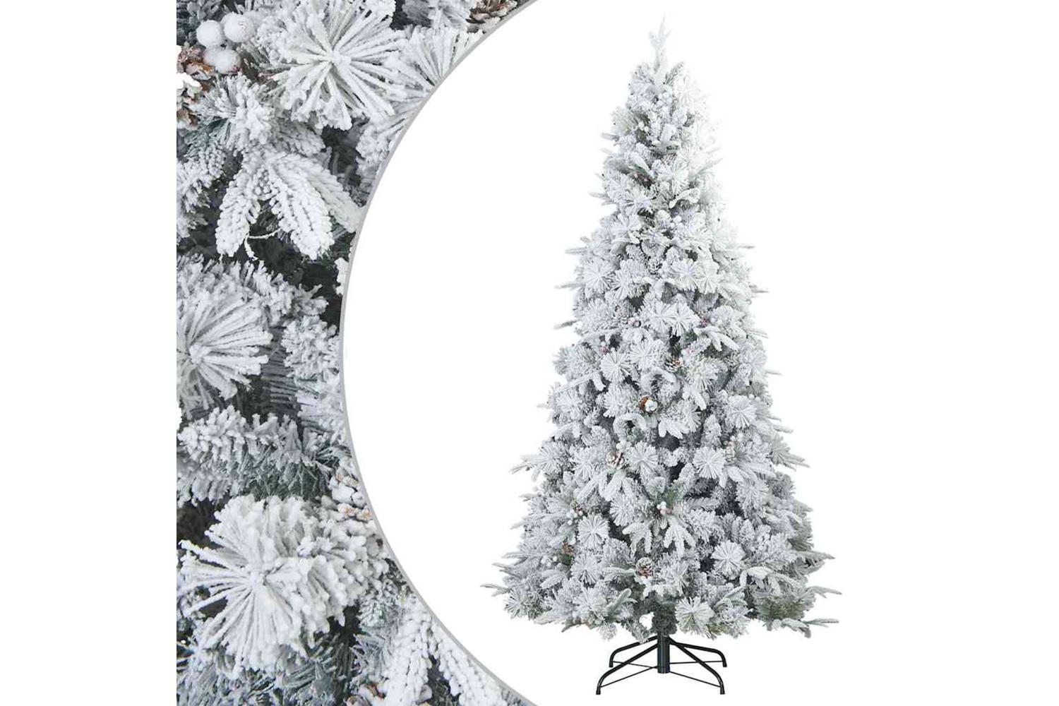 Vidaxl Artificial Hinged Christmas Tree Snow Flocked White 180 Cm