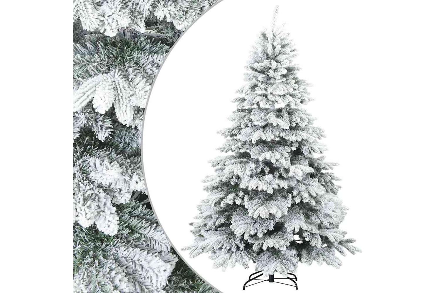 Vidaxl Artificial Hinged Christmas Tree Snow Flocked White 210 Cm