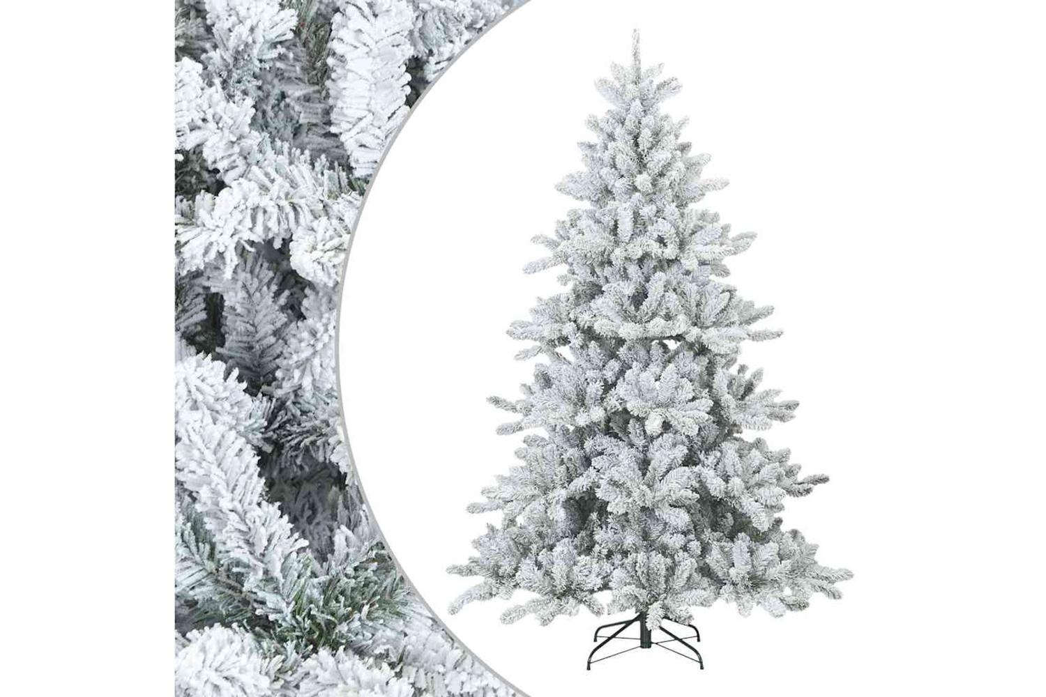 Vidaxl Artificial Hinged Christmas Tree Snow Flocked White 180 Cm