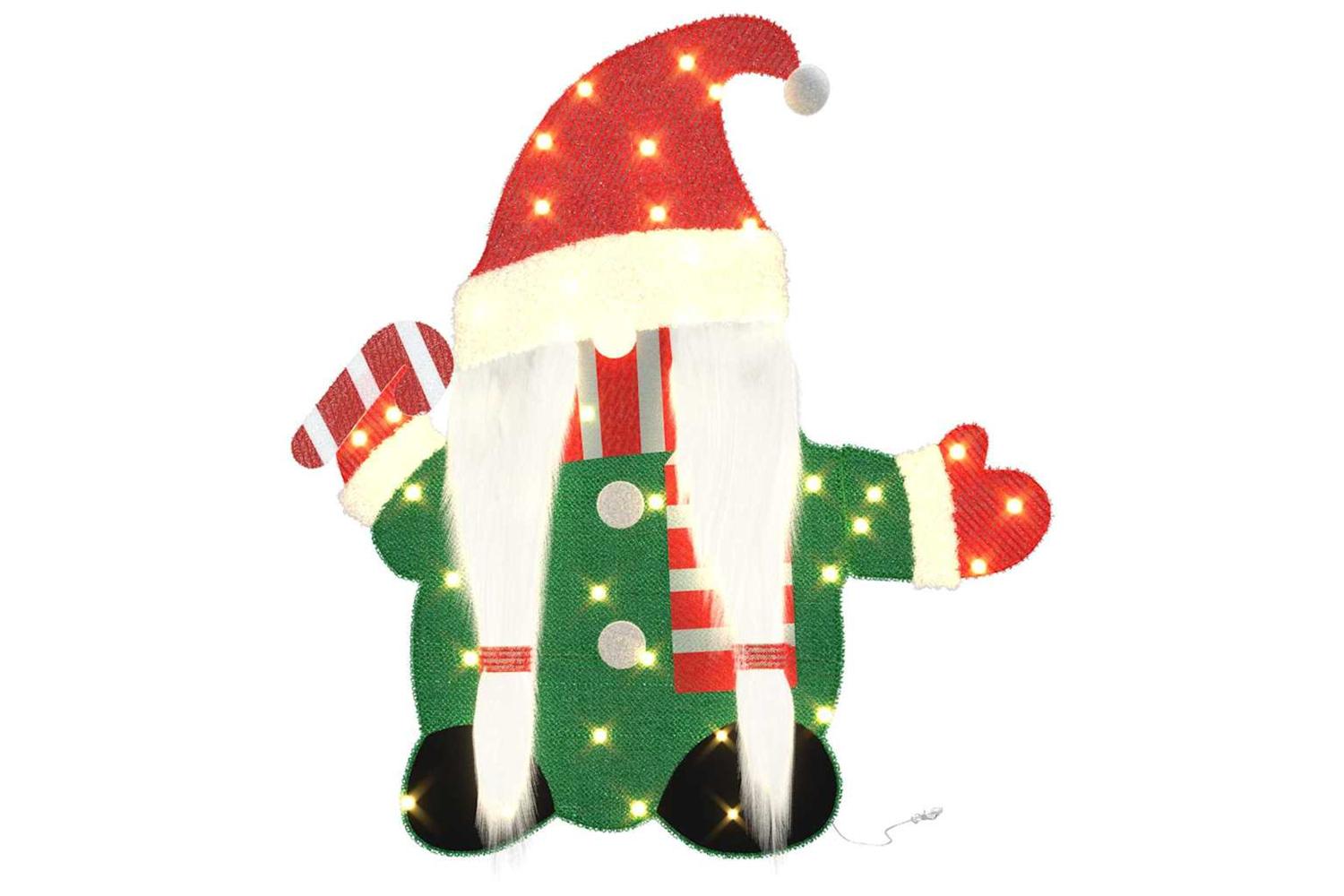 Vidaxl Lighted Gnome With 60 Leds Warm White 71 X 64 Cm Tinsel Fabric