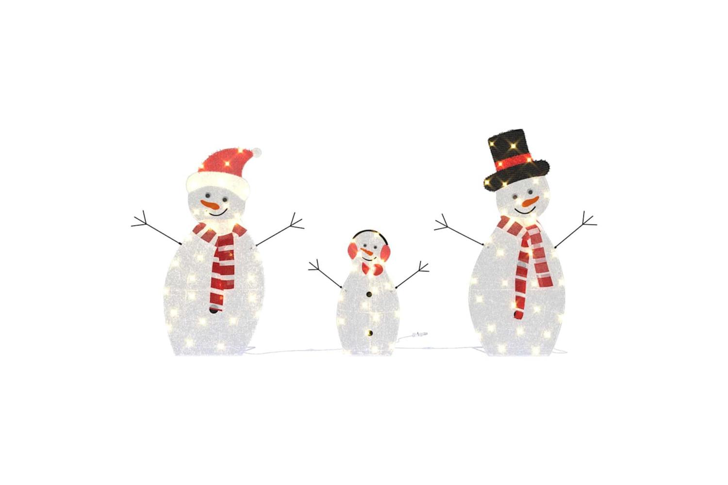 Vidaxl Lighted Snowman Family 3 Pcs Warm White Polyester