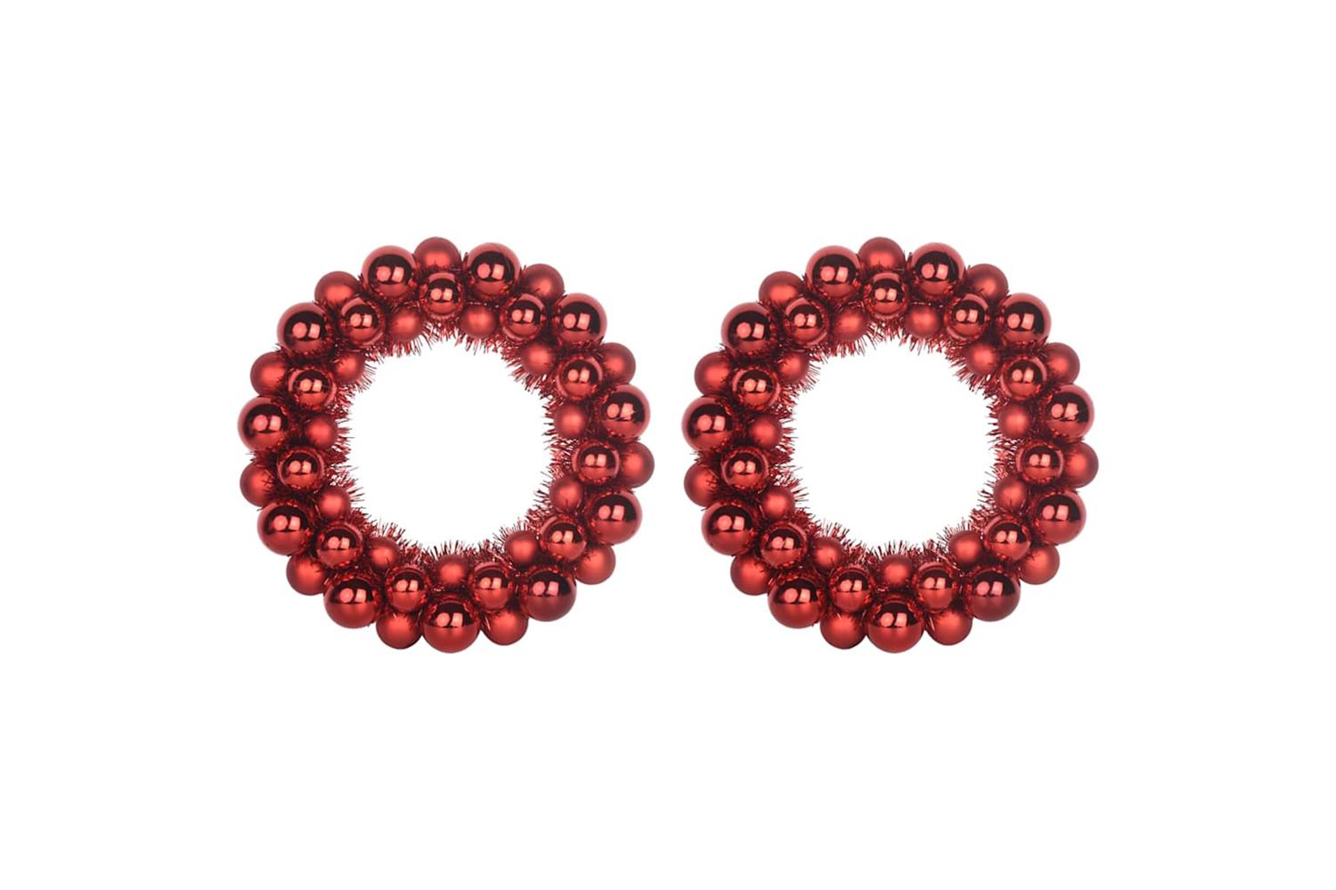 Vidaxl Christmas Ball Wreathes 2 Pcs Red 33 X 33 X 7 Cm Polystyrene