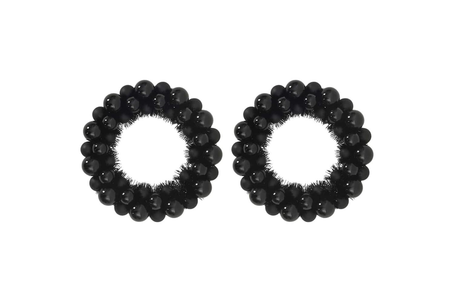 Vidaxl Christmas Ball Wreathes 2 Pcs Black 33 X 33 X 7 Cm Polystyrene