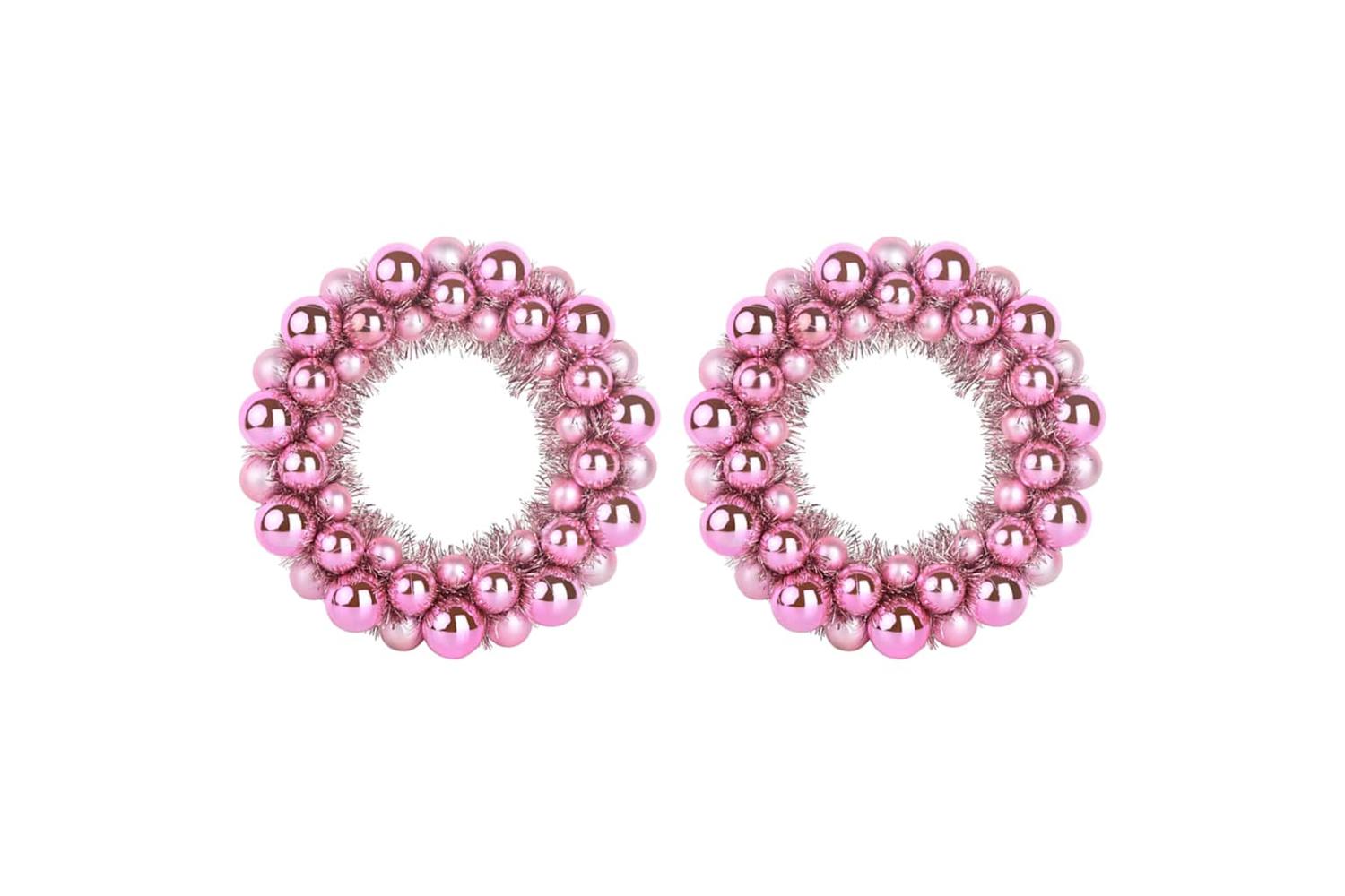 Vidaxl Christmas Ball Wreathes 2 Pcs Pink 33 X 33 X 7 Cm Polystyrene