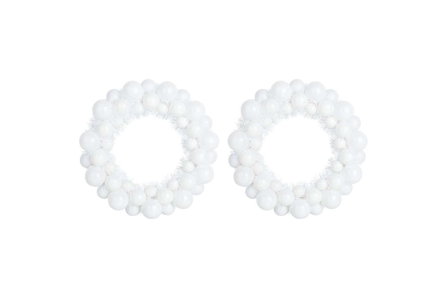 Vidaxl Christmas Ball Wreathes 2 Pcs White 33 X 33 X 7 Cm Polystyrene