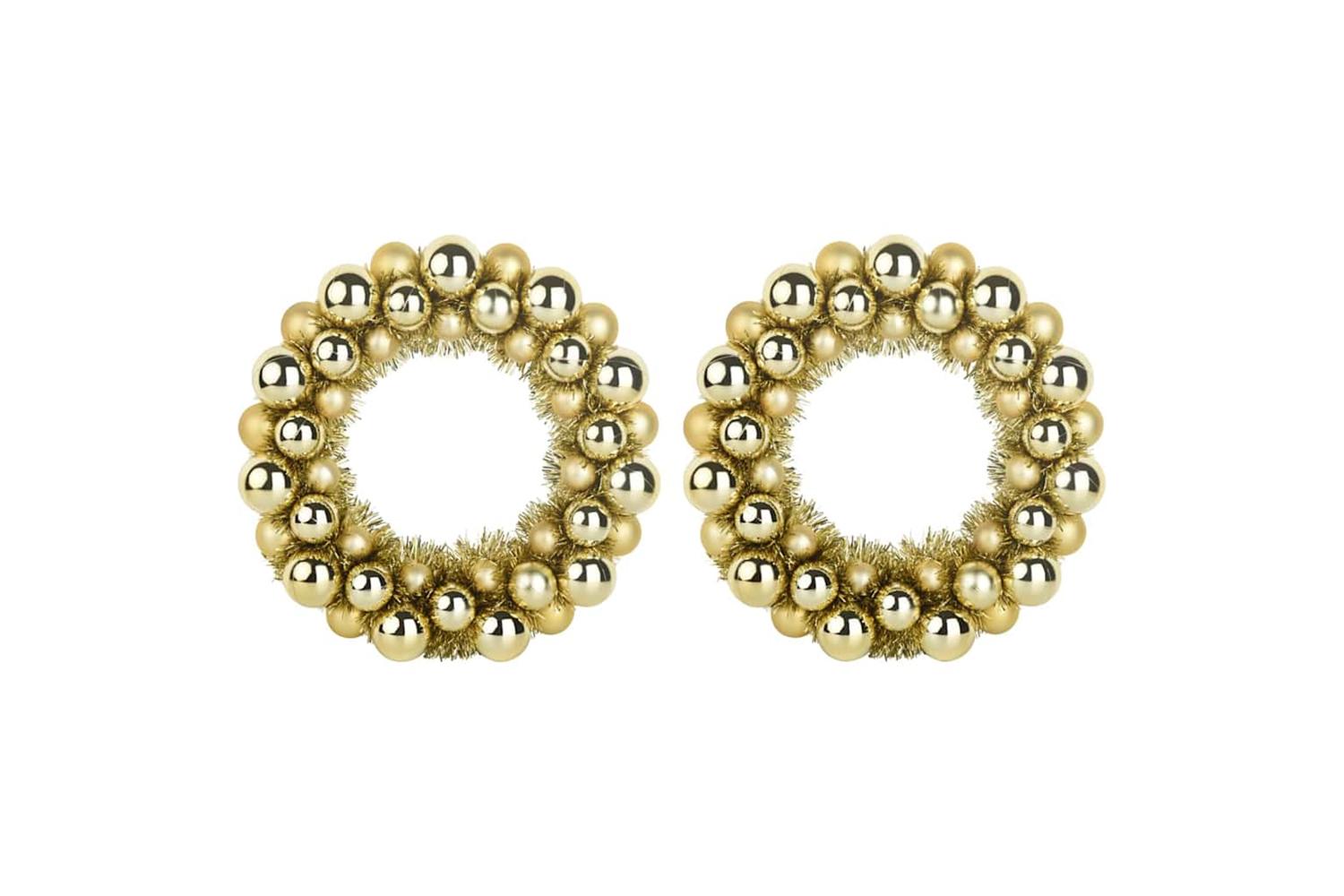 Vidaxl Christmas Ball Wreathes 2 Pcs Gold 33 X 33 X 7 Cm Polystyrene