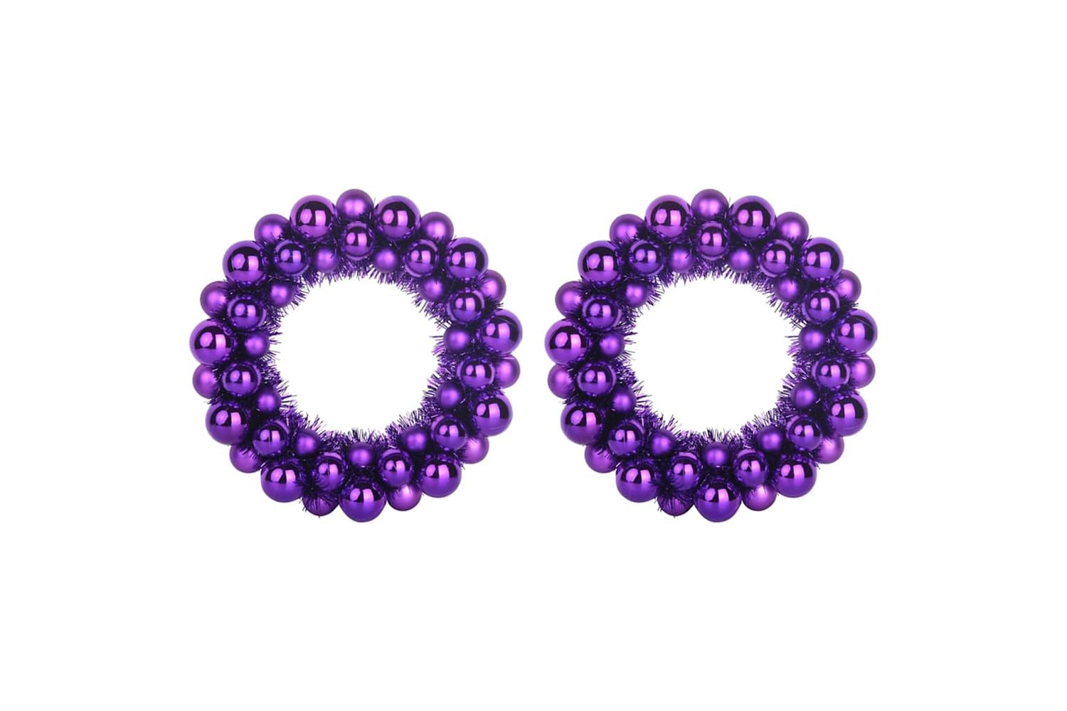 Vidaxl Christmas Ball Wreathes 2 Pcs Lilac 33 X 33 X 7 Cm Polystyrene