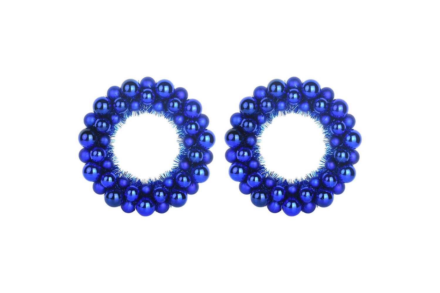 Vidaxl Christmas Ball Wreathes 2 Pcs Blue 33 X 33 X 7 Cm Polystyrene