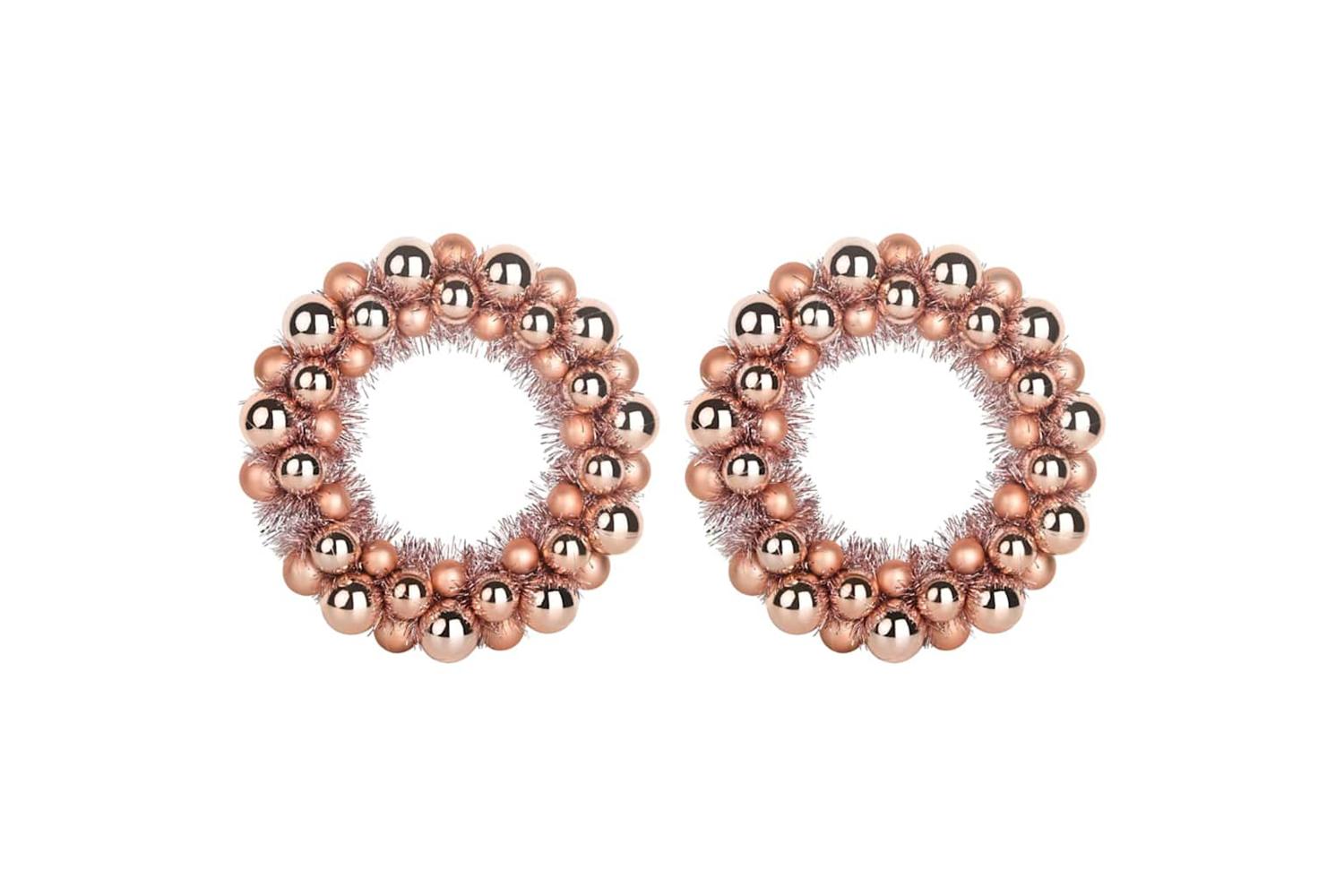 Vidaxl Christmas Ball Wreathes 2 Pcs Rose Gold 33 X 33 X 7 Cm