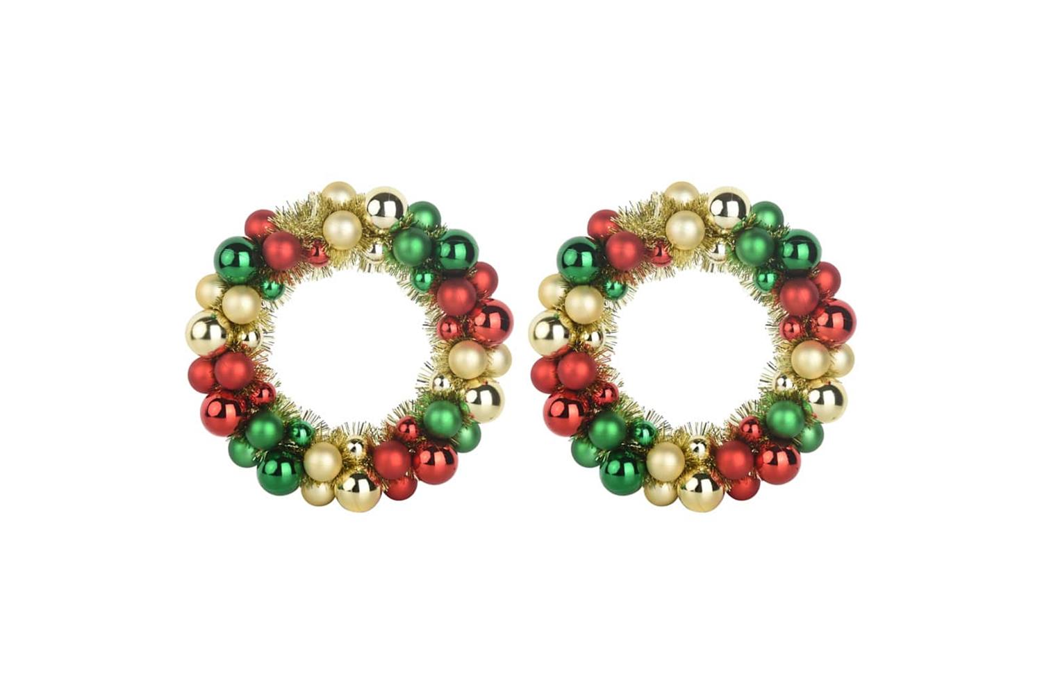 Vidaxl Christmas Ball Wreathes 2 Pcs Multicolour 33 X 33 X 7 Cm