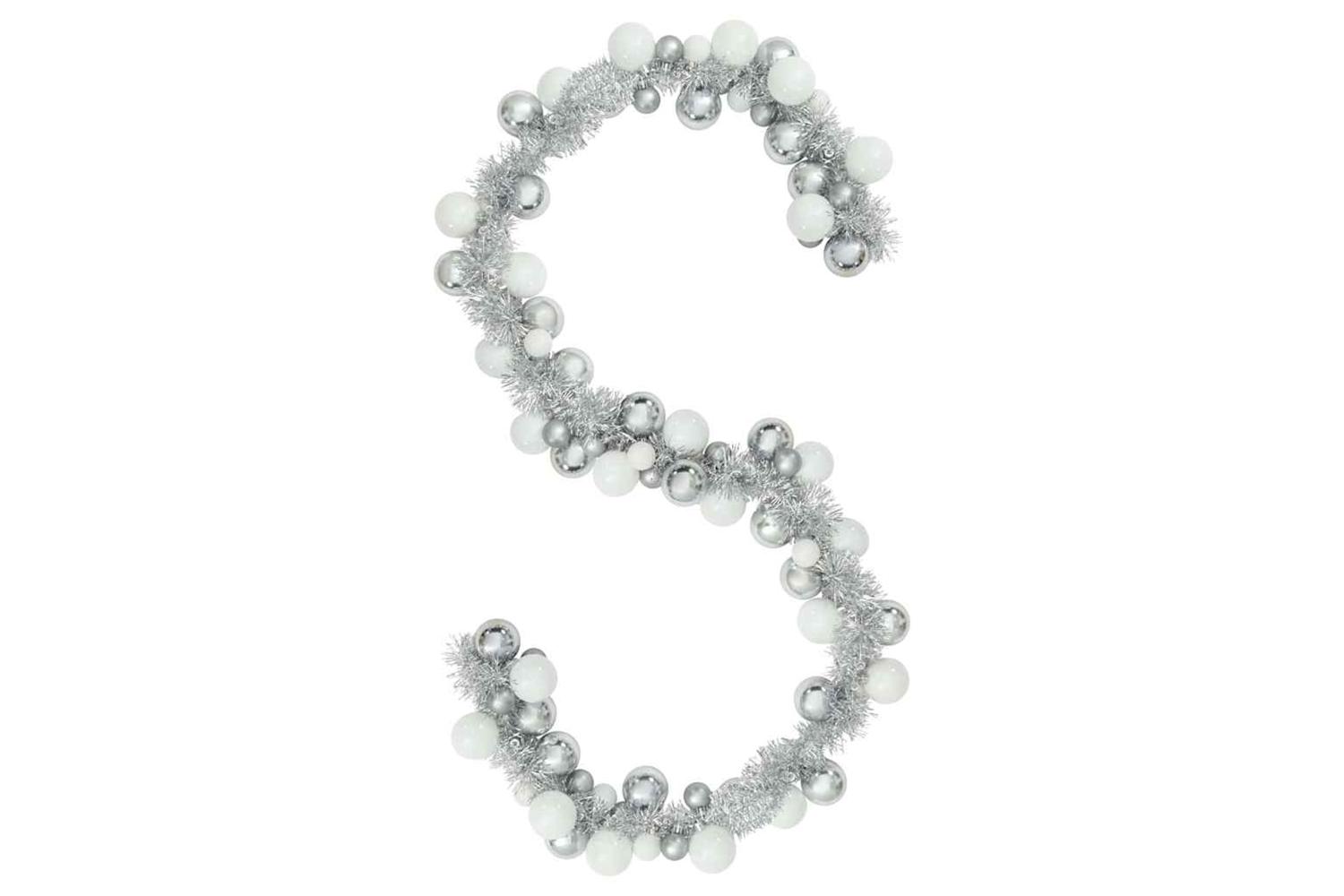 Vidaxl Christmas Ball Garland White And Silver 186 Cm Polystyrene