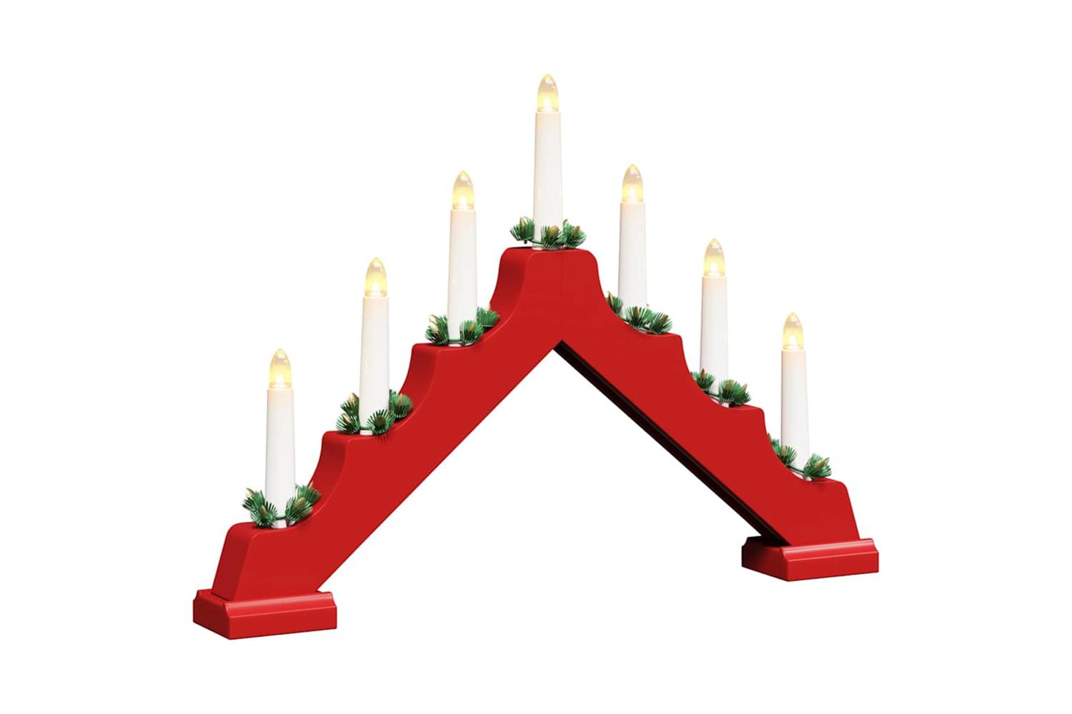 Vidaxl Christmas Candle Bridge Red 395 X 5 X 29 Cm Solid Pine Wood