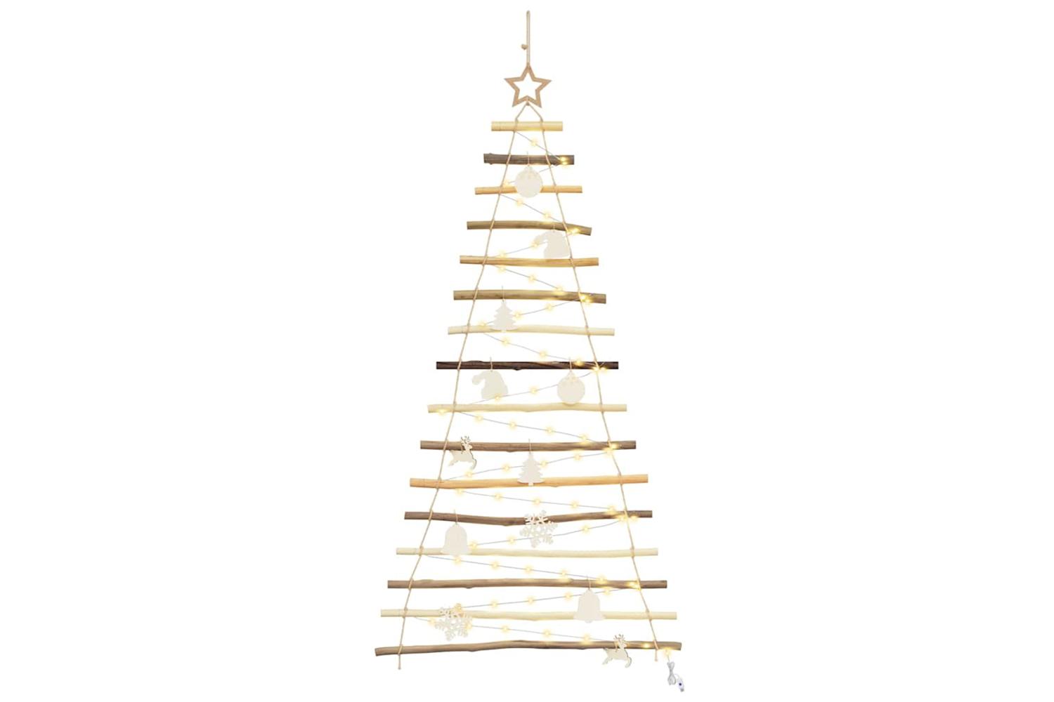 Vidaxl Christmas Tree With 80 Leds Natural 150 Cm Solid Ash Wood
