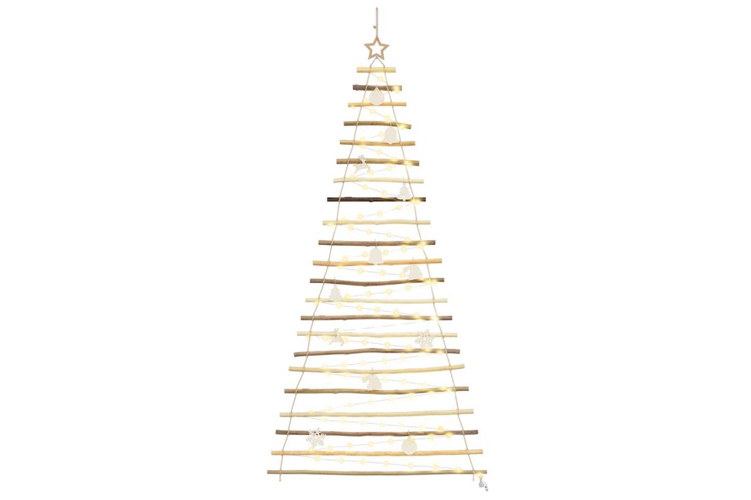 Vidaxl Christmas Tree With 130 Leds Natural 210 Cm Solid Ash Wood