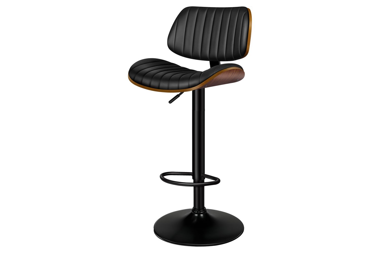 Alfordson Adjustable Swivel Bar Stool | Bentwood | Pu Leather | Black
