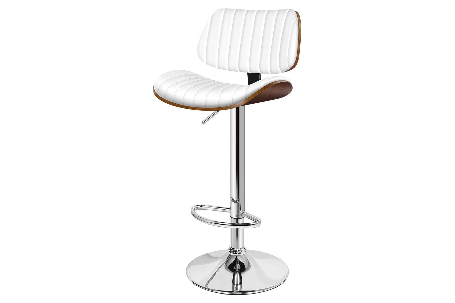 Alfordson Adjustable Swivel Bar Stool | Pu Leather Upholstered | Bentwood | White