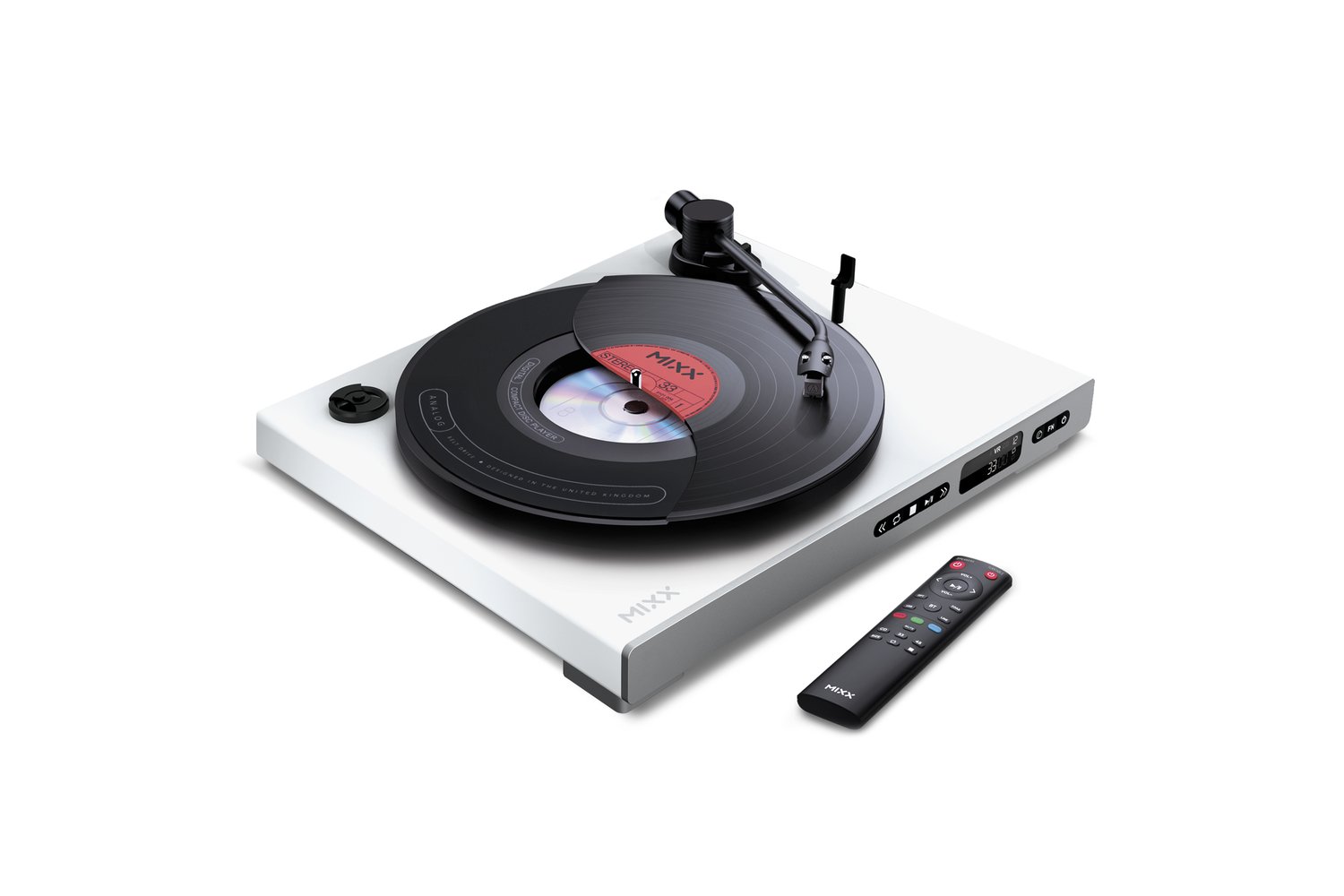 Mixx Analog Plus 2-in-1 CD/Record Player with Bluetooth | White | MRRP-85-WH-583