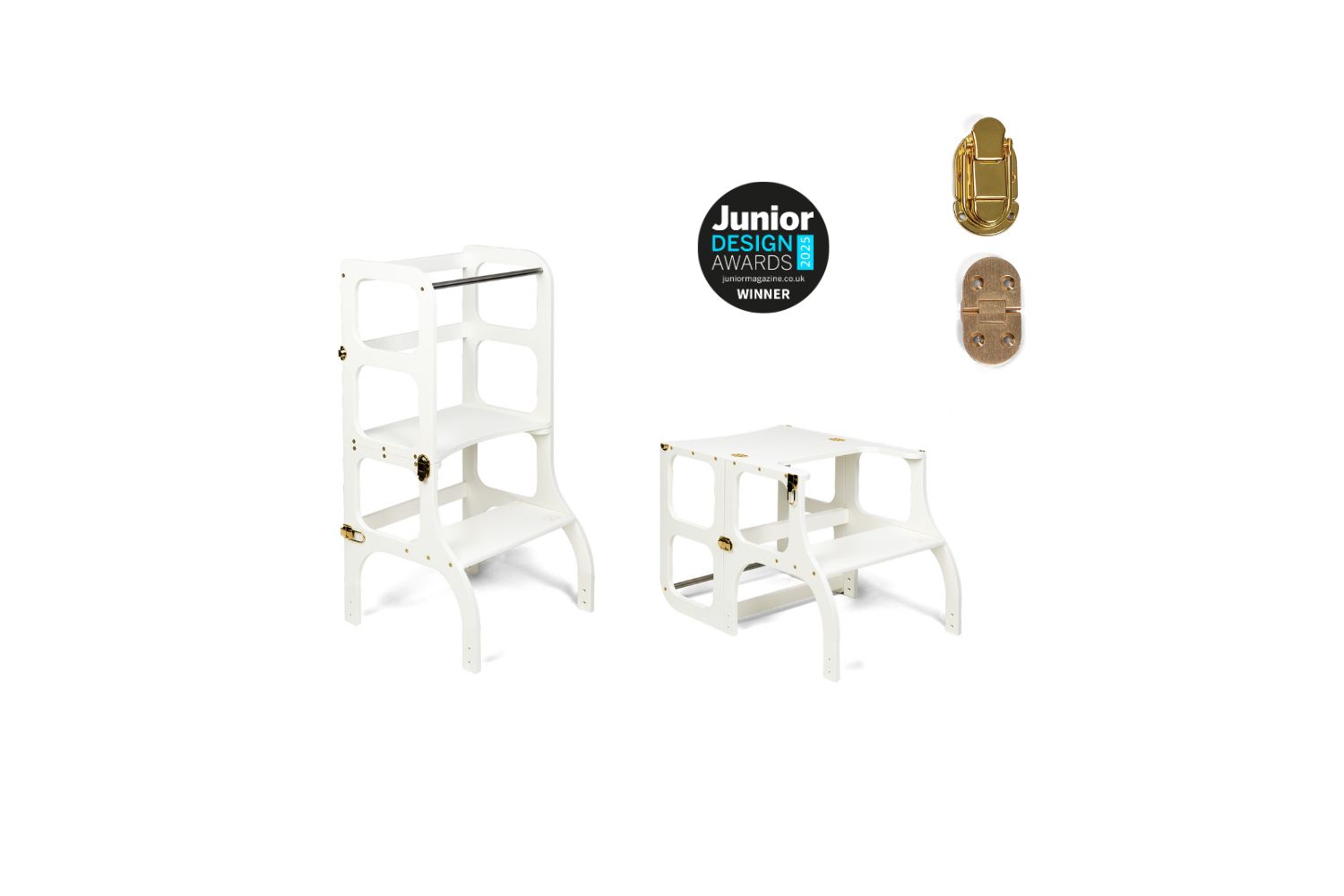 Ette Tete Helper Tower Stepnsit White Gold Clasps | Helper Tower | Baltic Birch Plywood