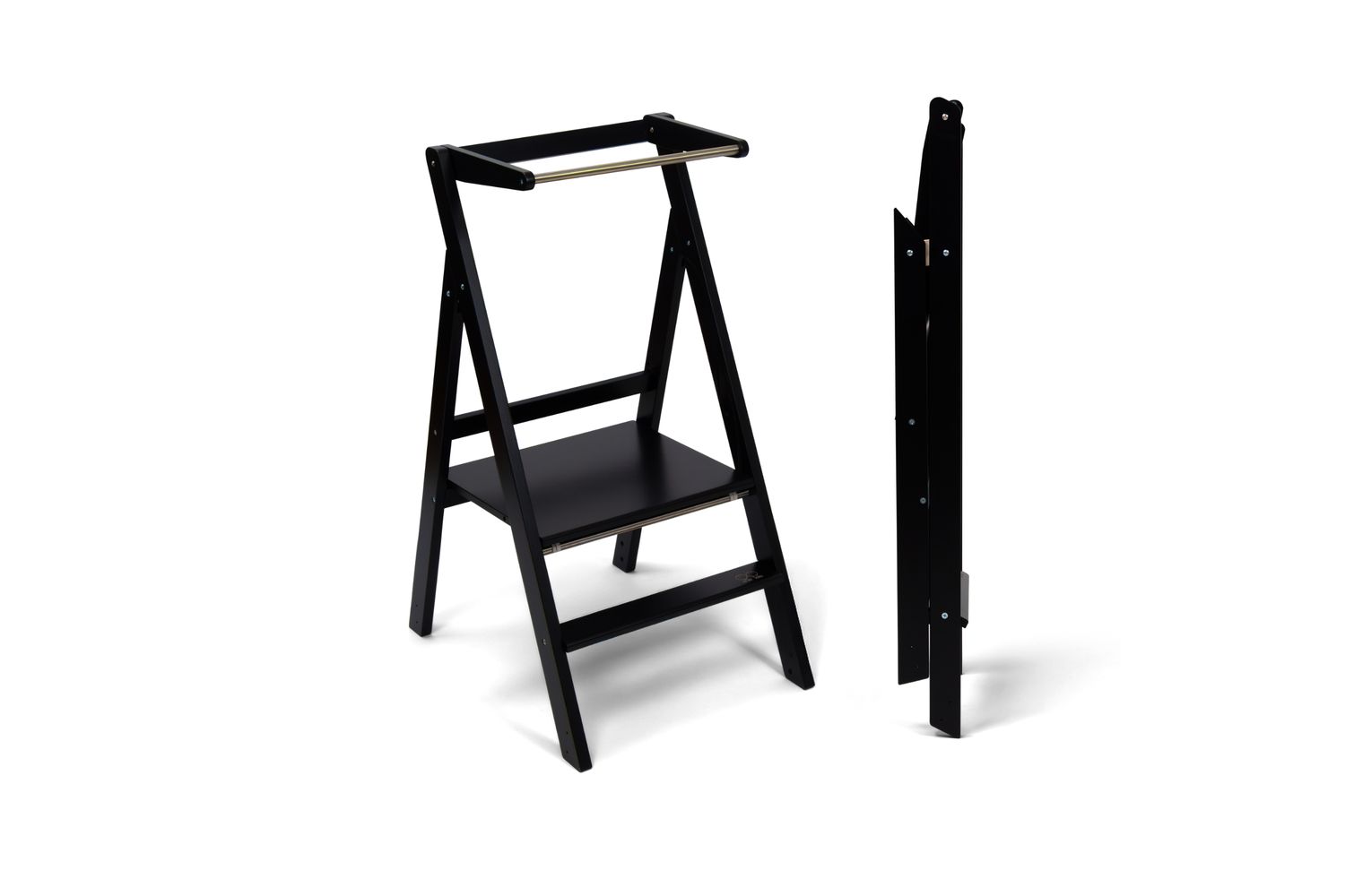 Ette Tete Foldable Helper Tower Stepnfold Black With Extra Support | Helper Tower | Wood | Adjustable Height