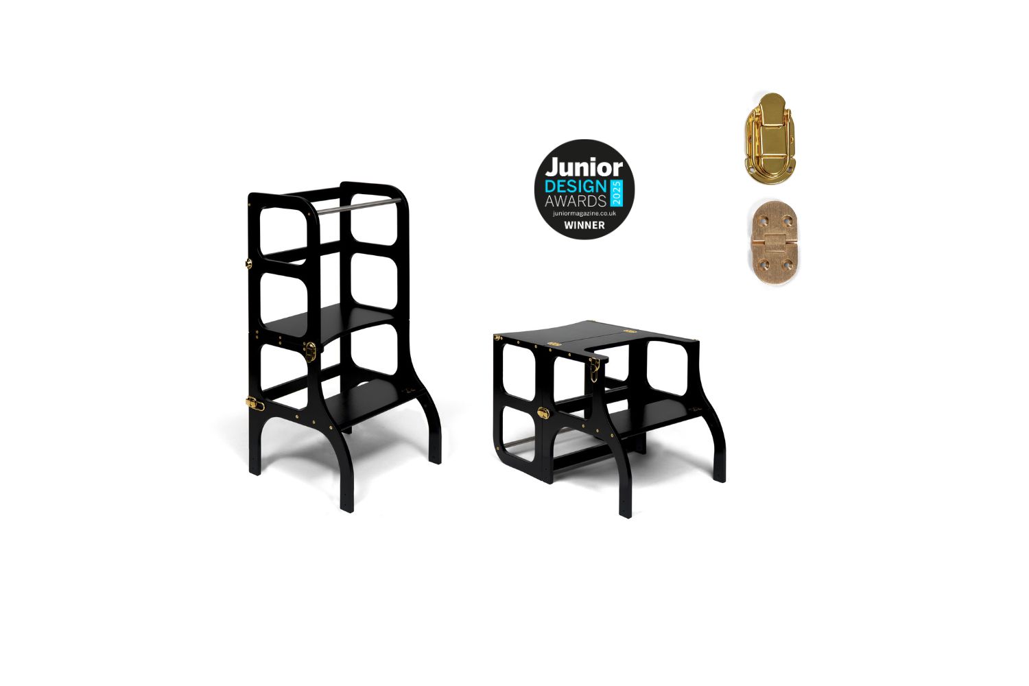 Ette Tete Helper Tower Stepnsit Black Gold Clasps Extra Support | Helper Tower | Baltic Birch Plywood