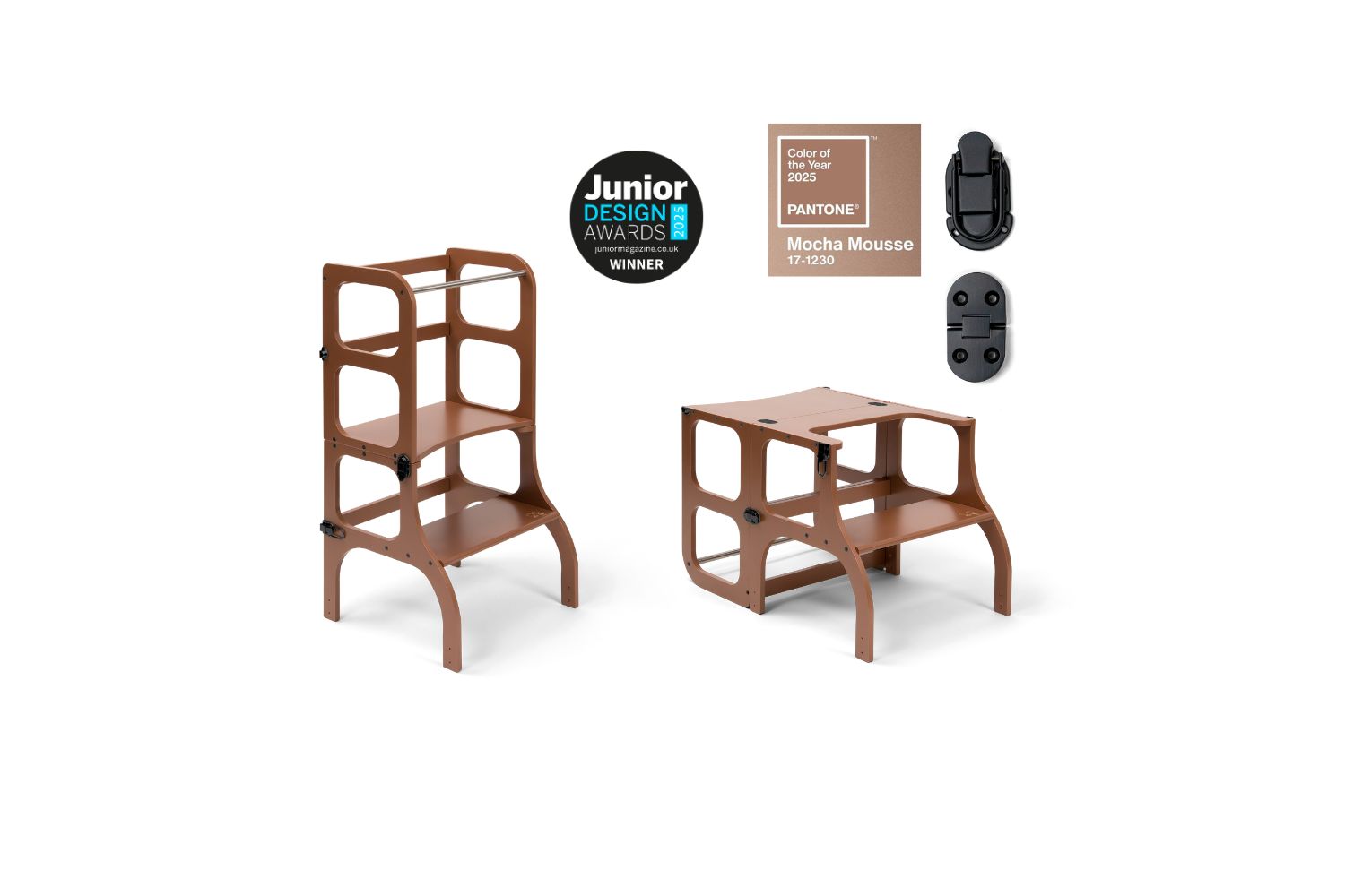 Ette Tete Helper Tower Table Stepnsit Mocha Mousse Black Clasps Extra Support | Helper Tower | Baltic Birch Plywood