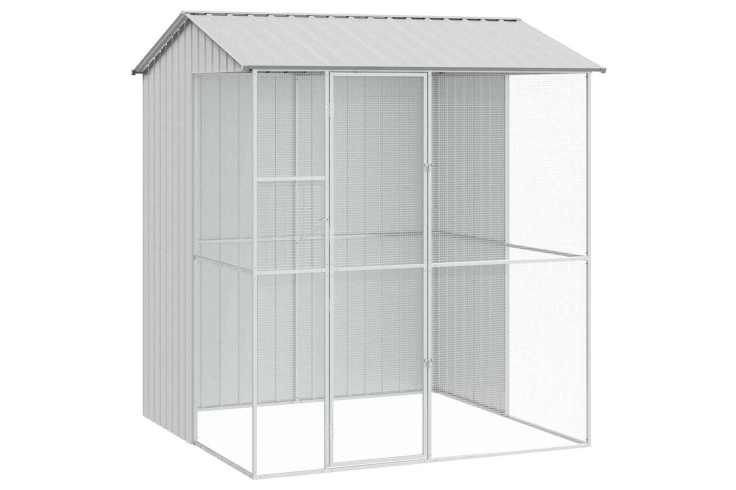 Bird Cage With Storage Grey 215 X 210 X 247 Cm Galvanised Steel
