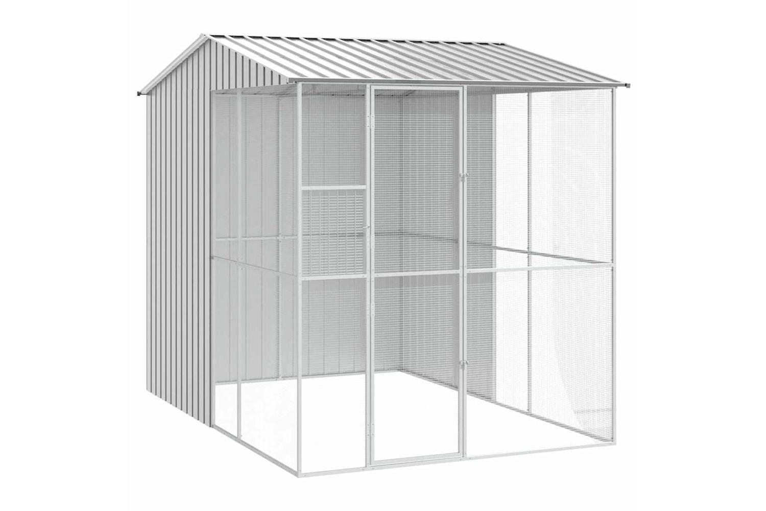 Bird Cage With Storage Grey 215 X 310 X 247 Cm Galvanised Steel