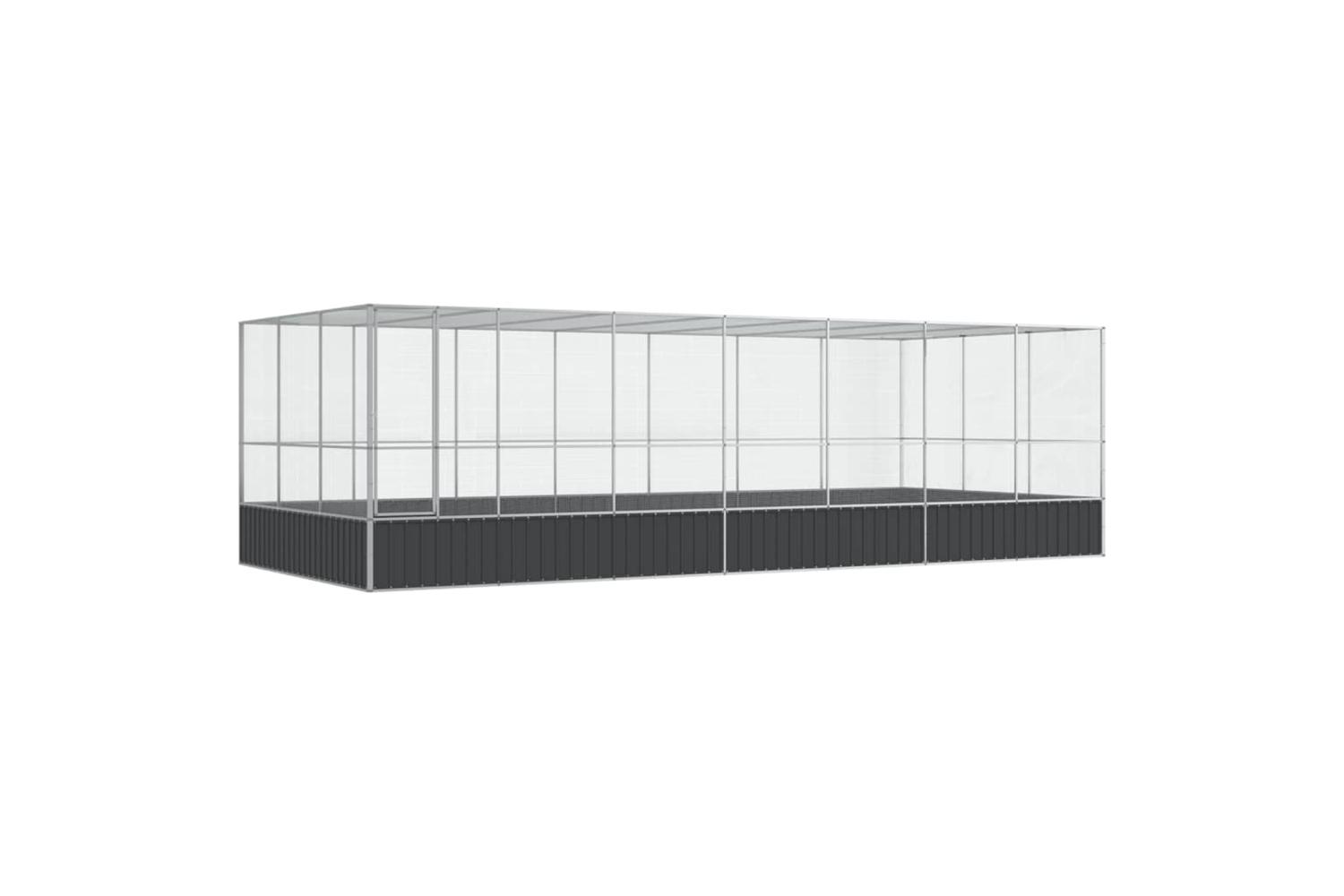 Aviary With Extension Silver 725x307x212 Cm Steel