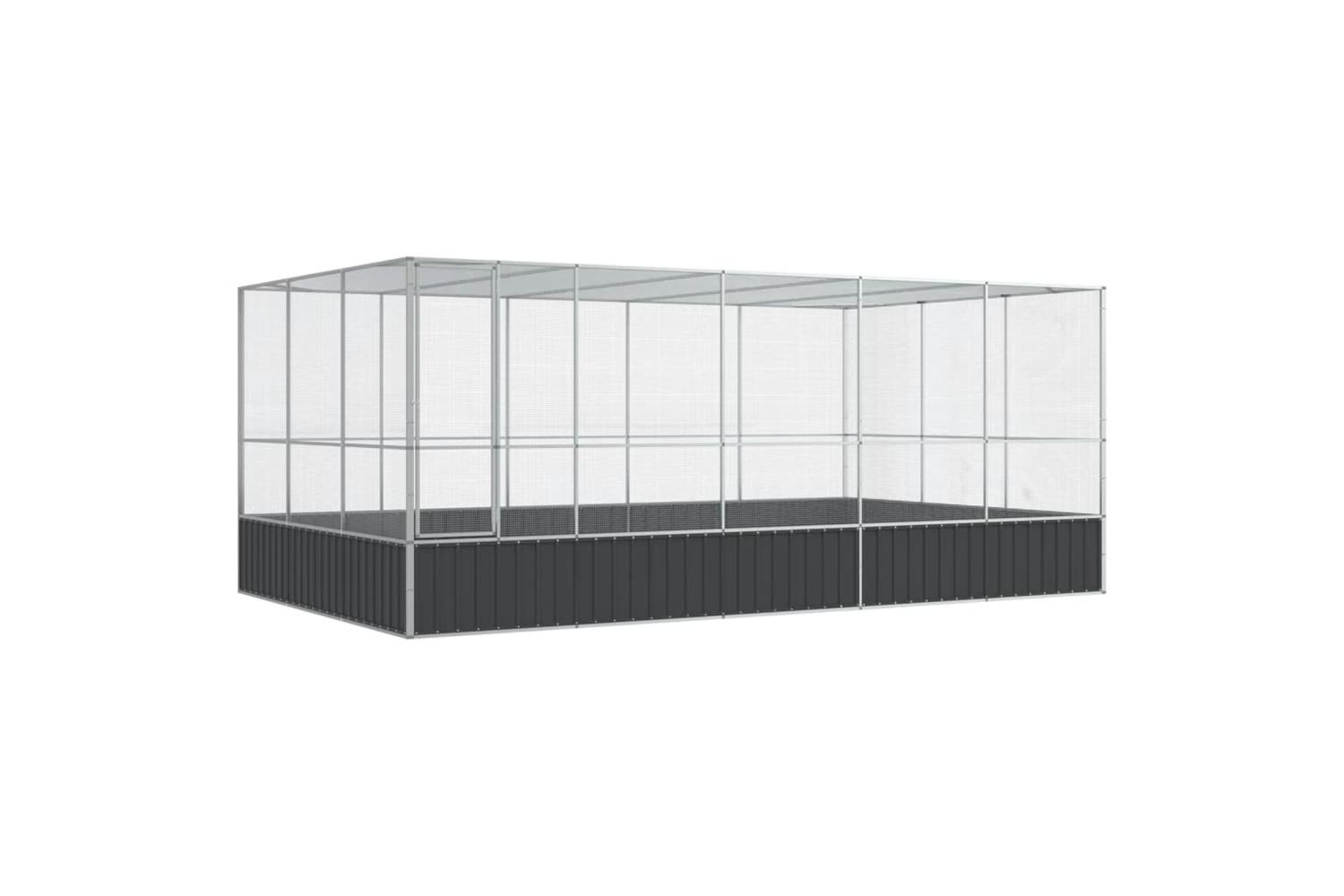 Aviary With Extension Silver 518x307x212 Cm Steel