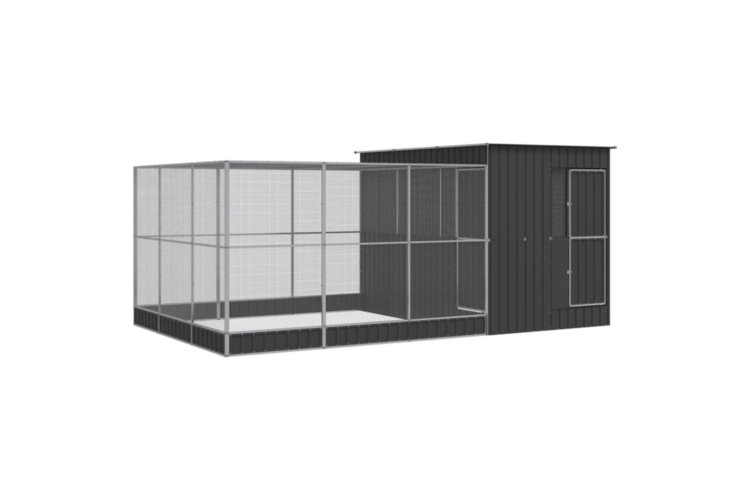 Aviary With Extension Silver 497x303x216 Cm Steel