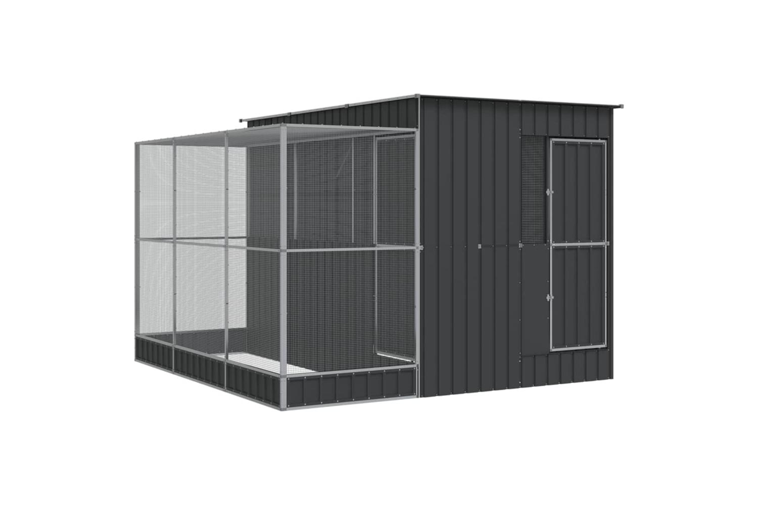 Aviary With Extension Silver 290x303x216 Cm Steel