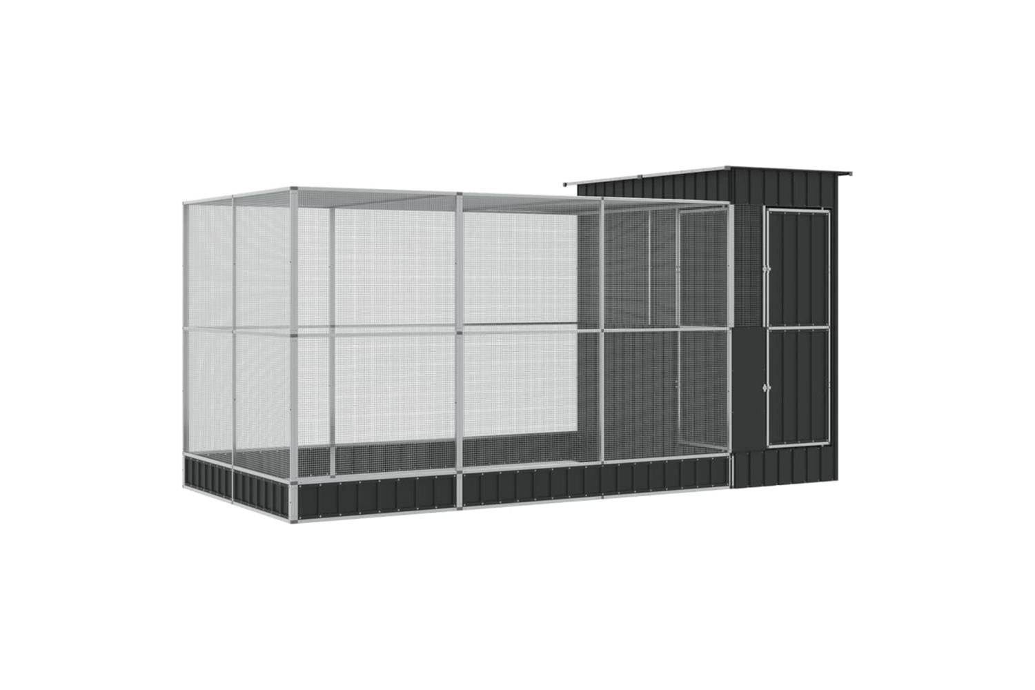 Aviary With Extension Silver 416x203x216 Cm Steel