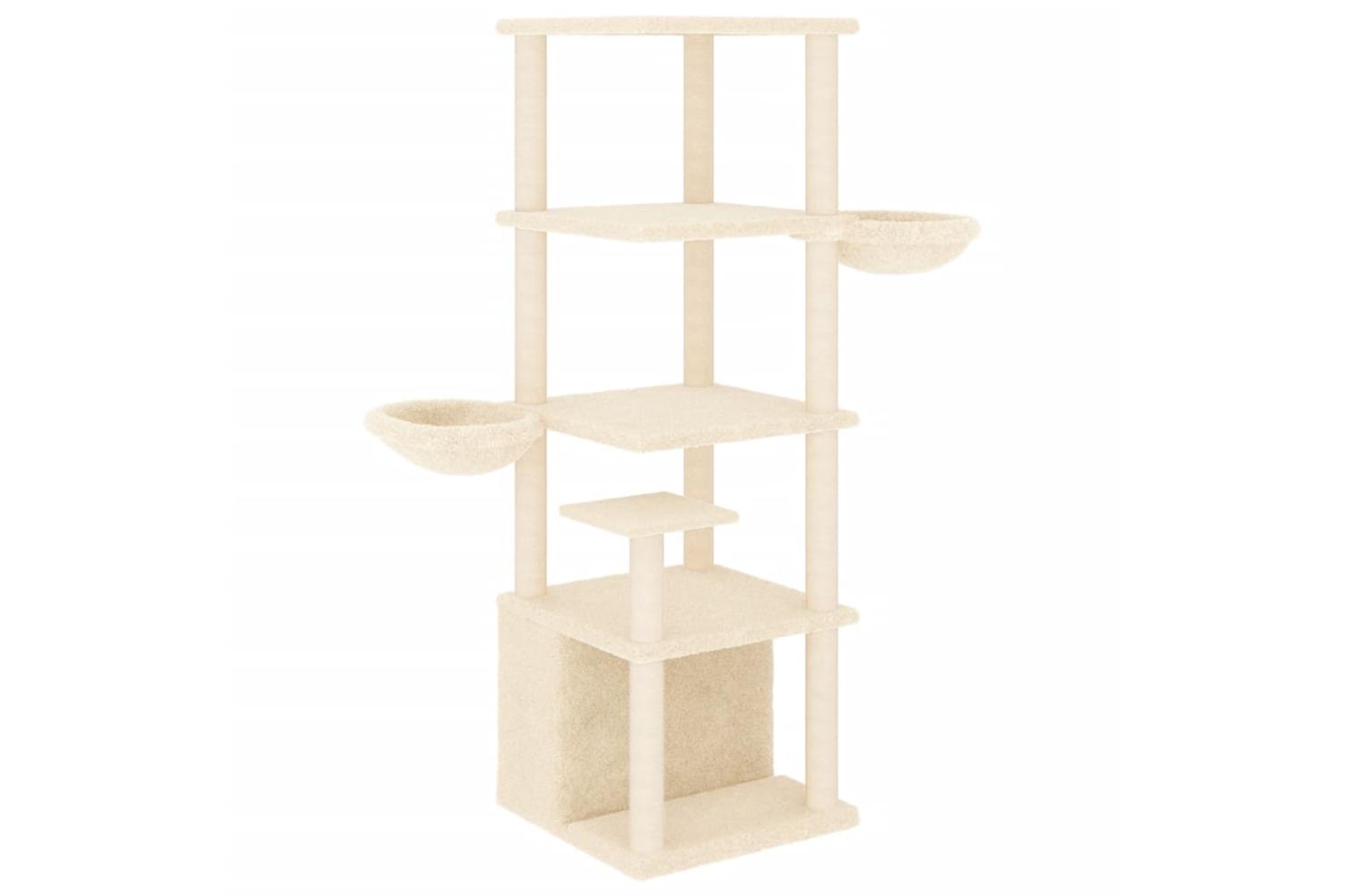 Cat Tree With Sisal Scratching Posts Cream 147 Cm