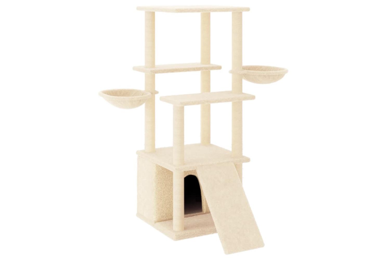 Cat Tree With Sisal Scratching Posts Cream 133 Cm
