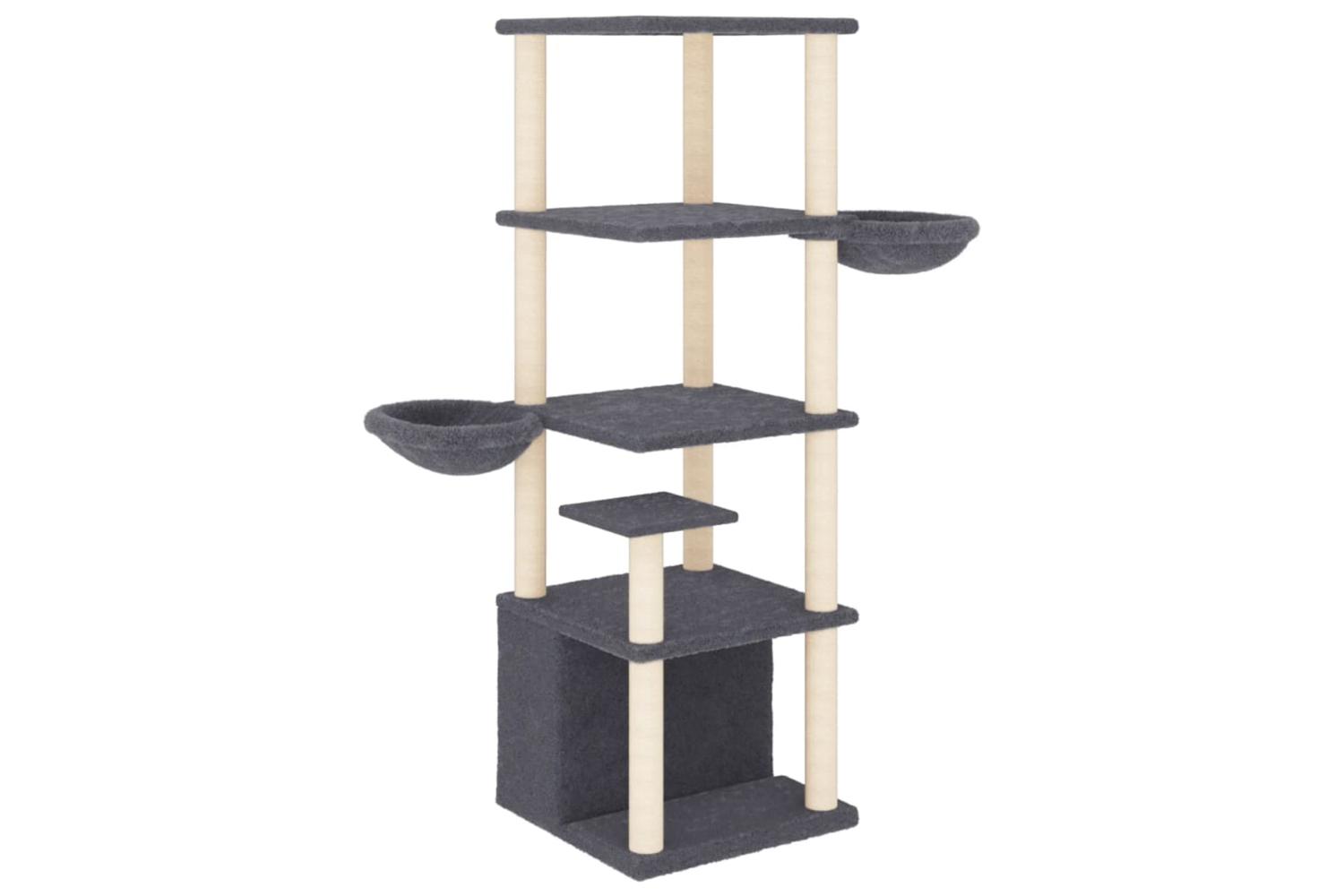Cat Tree With Sisal Scratching Posts Dark Grey 147 Cm