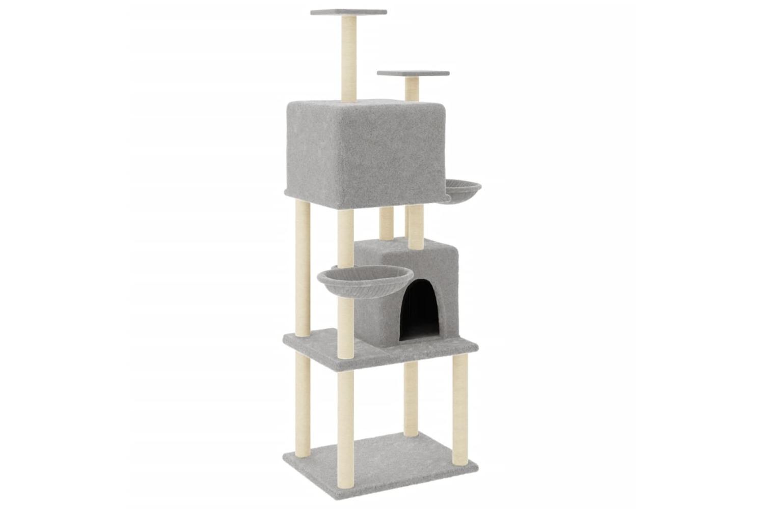 Cat Tree With Sisal Scratching Posts Light Grey 180 Cm