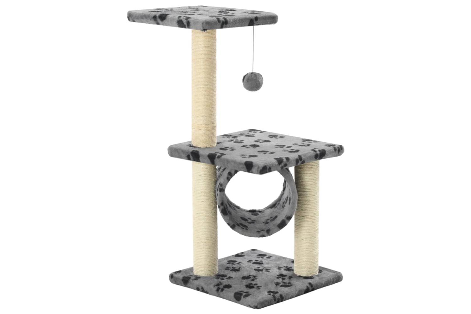 Cat Tree With Sisal Scratching Posts 65 Cm Grey Paw Print