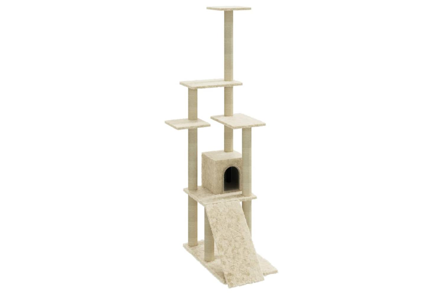 Cat Tree With Sisal Scratching Posts Cream 155 Cm